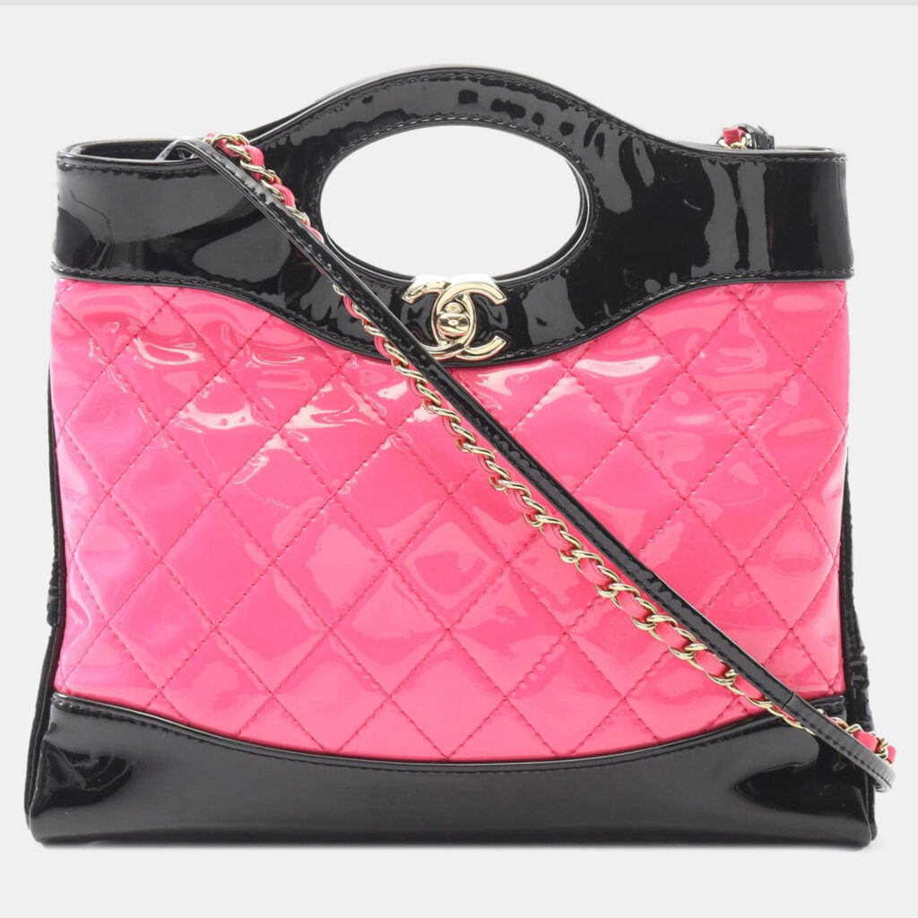 Chanel Pink Mini Bicolor Quilted Patent 31 Shopping Bag Chanel Pink Mini Bicolor Quilted Patent 31 Shopping Bag