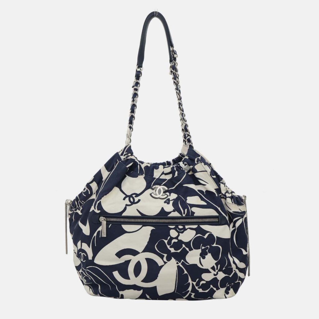Chanel 2021 Coco Beach Blue/White Canvas Tote Bag Chanel 2021 Coco Beach Blue/White Canvas Tote Bag