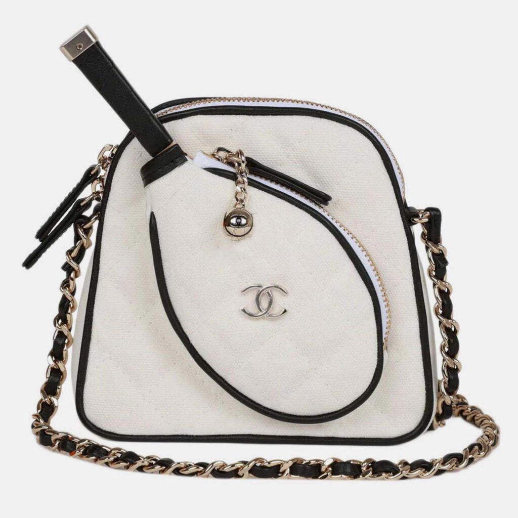 Chanel 23C Coco Master Racket White Canvas Leather Mini Bag Chanel 23C Coco Master Racket White Canvas Leather Mini Bag