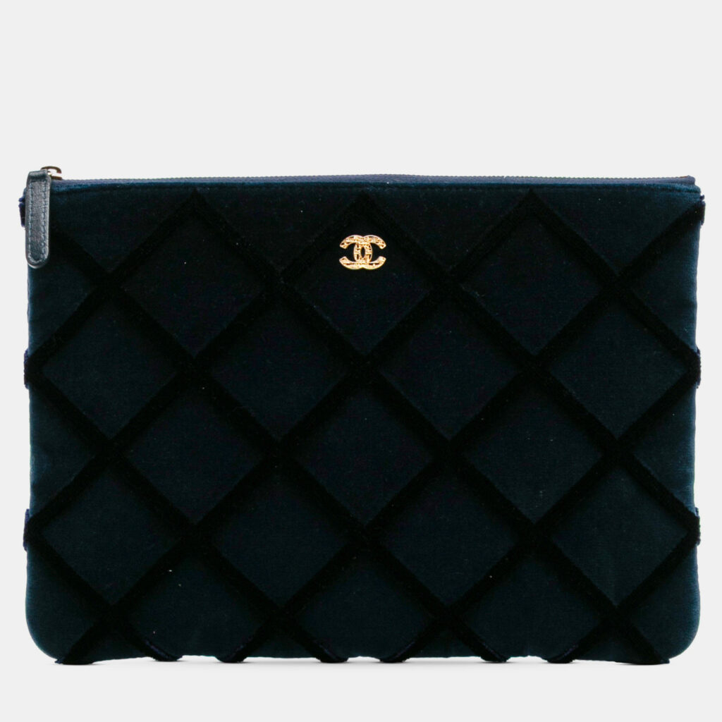 Chanel Cc Medium Quilted Velvet Cosmetic Case Chanel Cc Medium Quilted Velvet Cosmetic Case