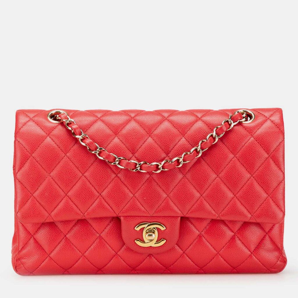 Chanel Classic Medium Red Caviar Leather Double Flap Bag Chanel Classic Medium Red Caviar Leather Double Flap Bag