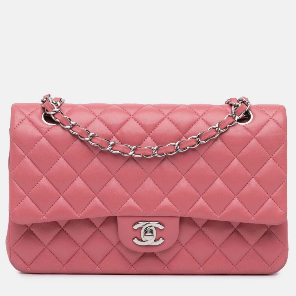 Chanel Classic Double Flap Medium Pink Lambskin Shoulder Bag Chanel Classic Double Flap Medium Pink Lambskin Shoulder Bag