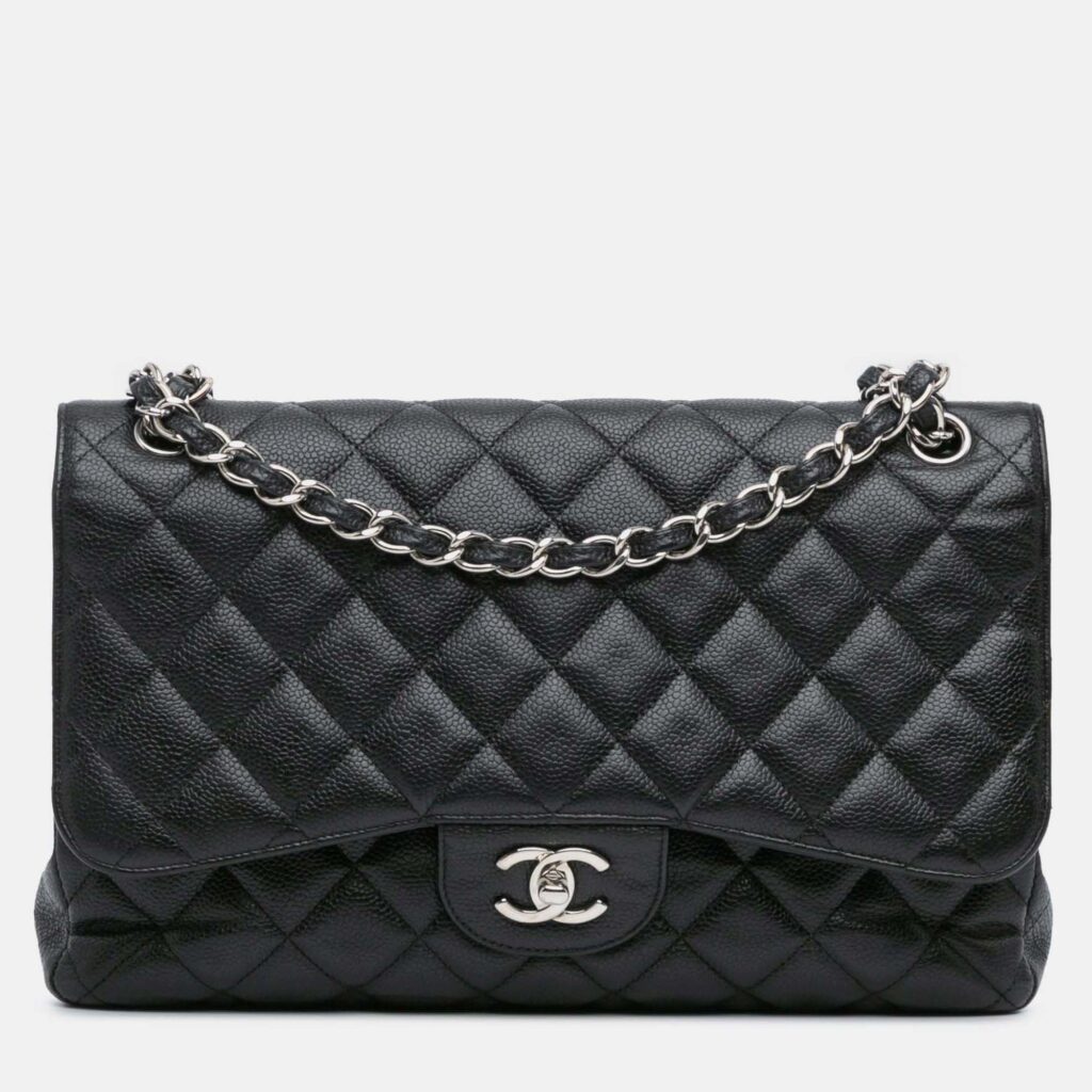Chanel Classic Double Flap Jumbo Black Caviar Shoulder Bag Chanel Classic Double Flap Jumbo Black Caviar Shoulder Bag