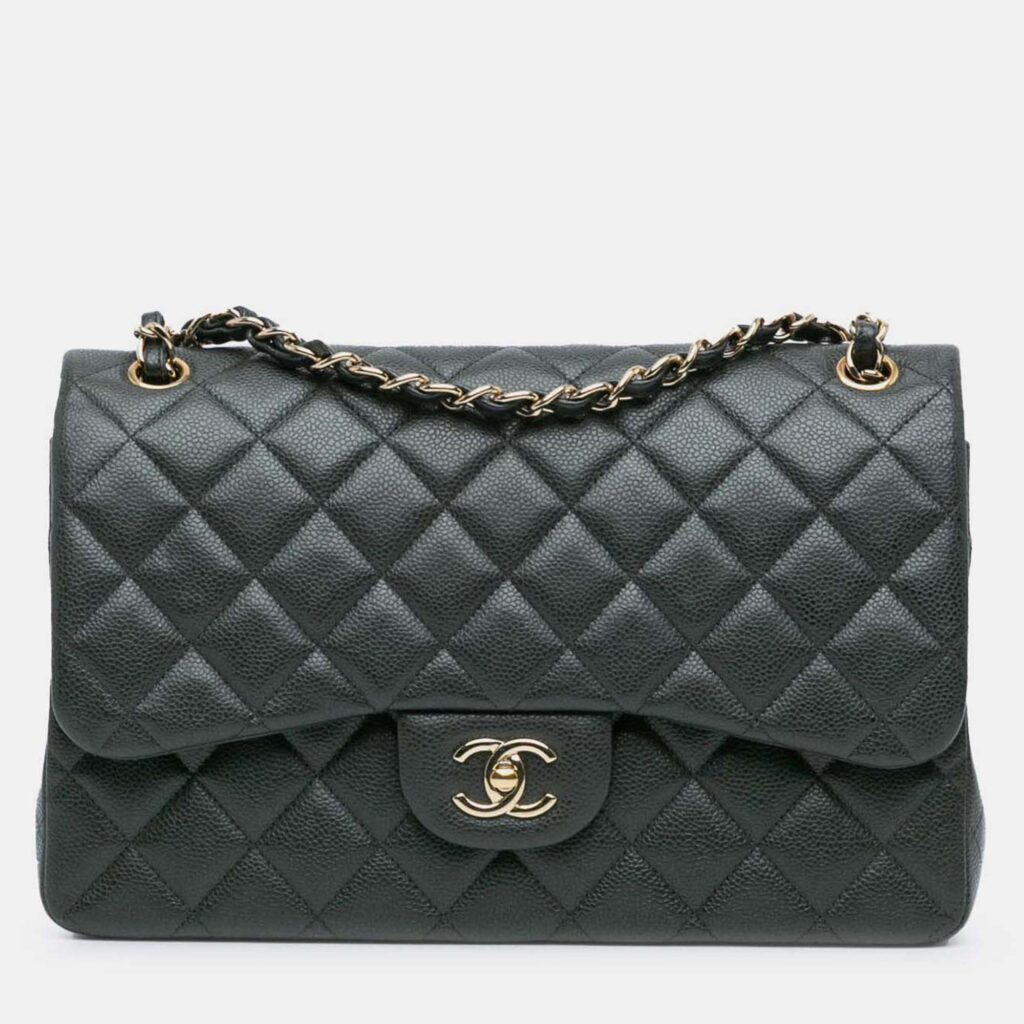 Chanel Classic Double Flap Jumbo Gray Caviar Shoulder Bag Chanel Classic Double Flap Jumbo Gray Caviar Shoulder Bag