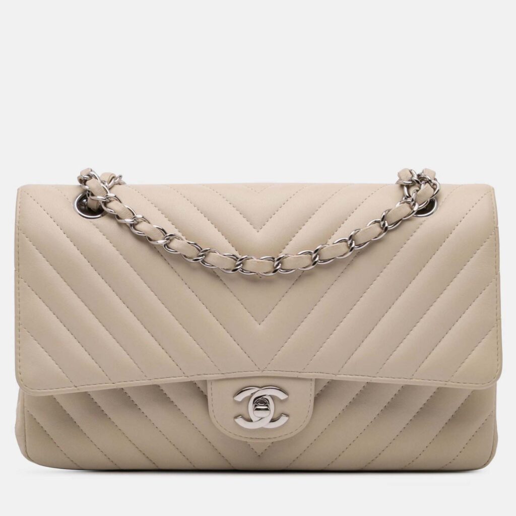 Chanel Classic Double Flap Medium Chevron Lambskin Shoulder Bag Chanel Classic Double Flap Medium Chevron Lambskin Shoulder Bag