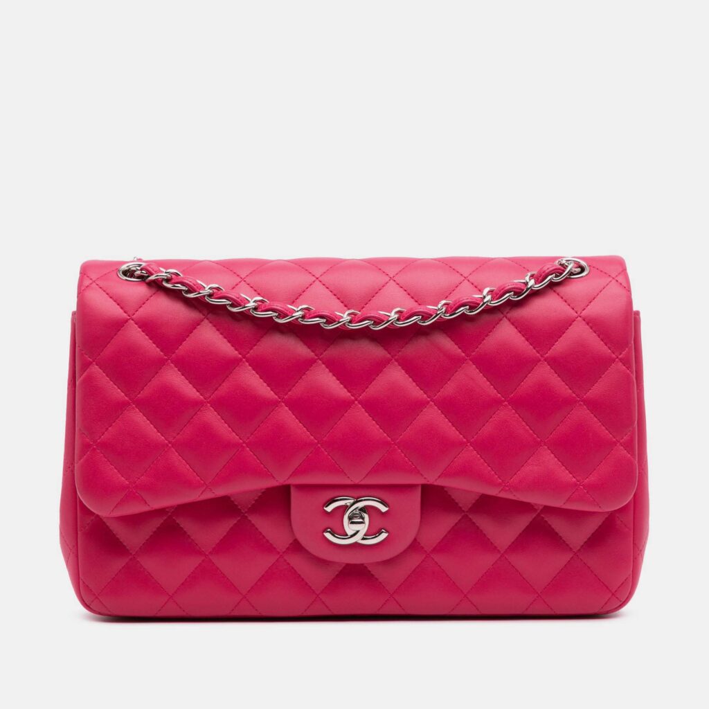 Chanel Classic Double Flap Jumbo Pink Lambskin Shoulder Bag Chanel Classic Double Flap Jumbo Pink Lambskin Shoulder Bag