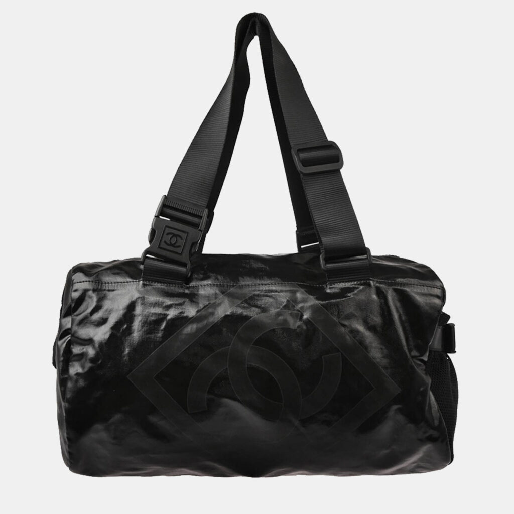 Chanel Sport Line Black Coated Canvas/Canvas Shoulder Bag Chanel Sport Line Black Coated Canvas/Canvas Shoulder Bag