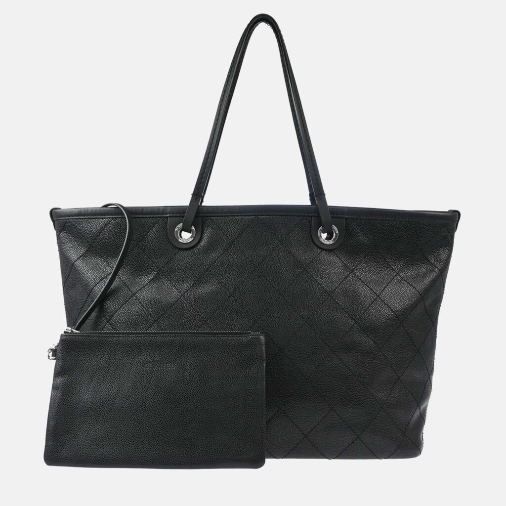 Chanel Black Calfskin Shopping Fever Tote Handbag Chanel Black Calfskin Shopping Fever Tote Handbag