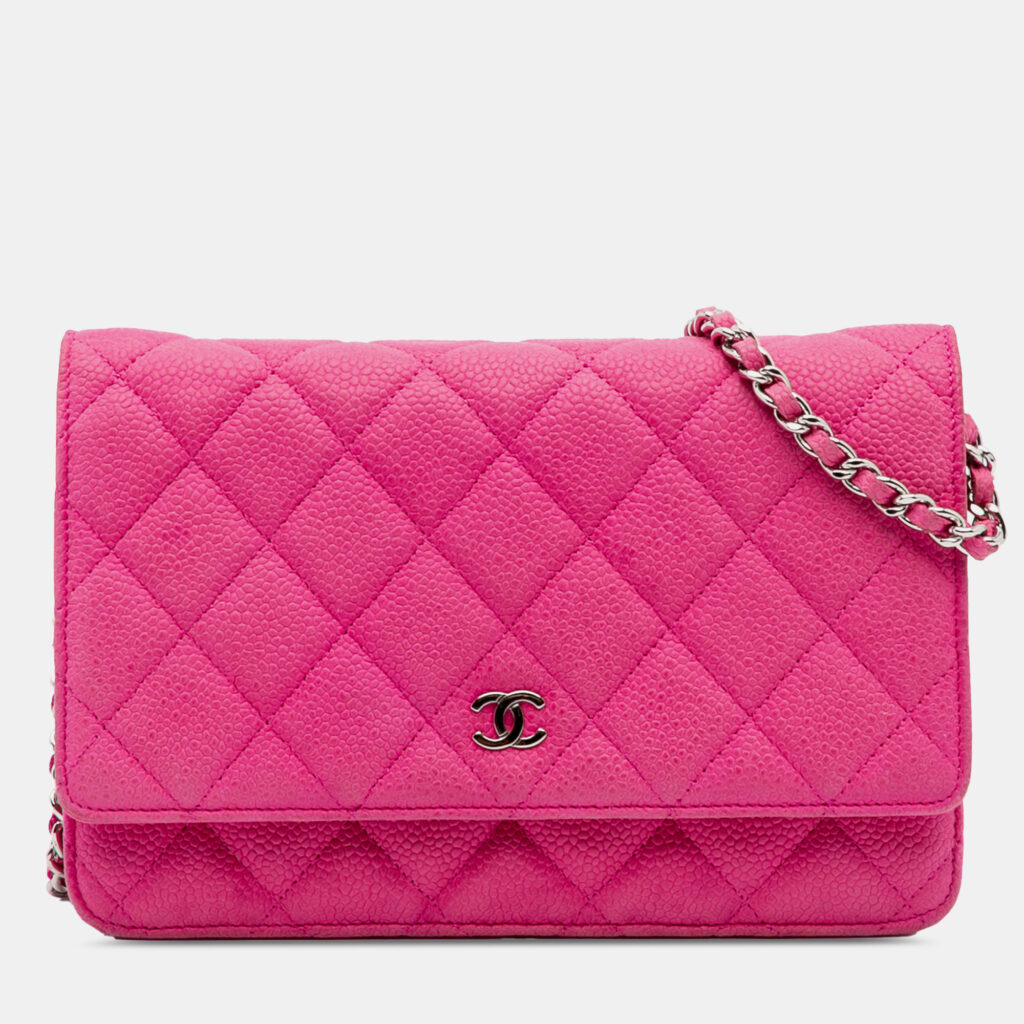 Chanel Pink CC Caviar Wallet on Chain Chanel Pink CC Caviar Wallet on Chain