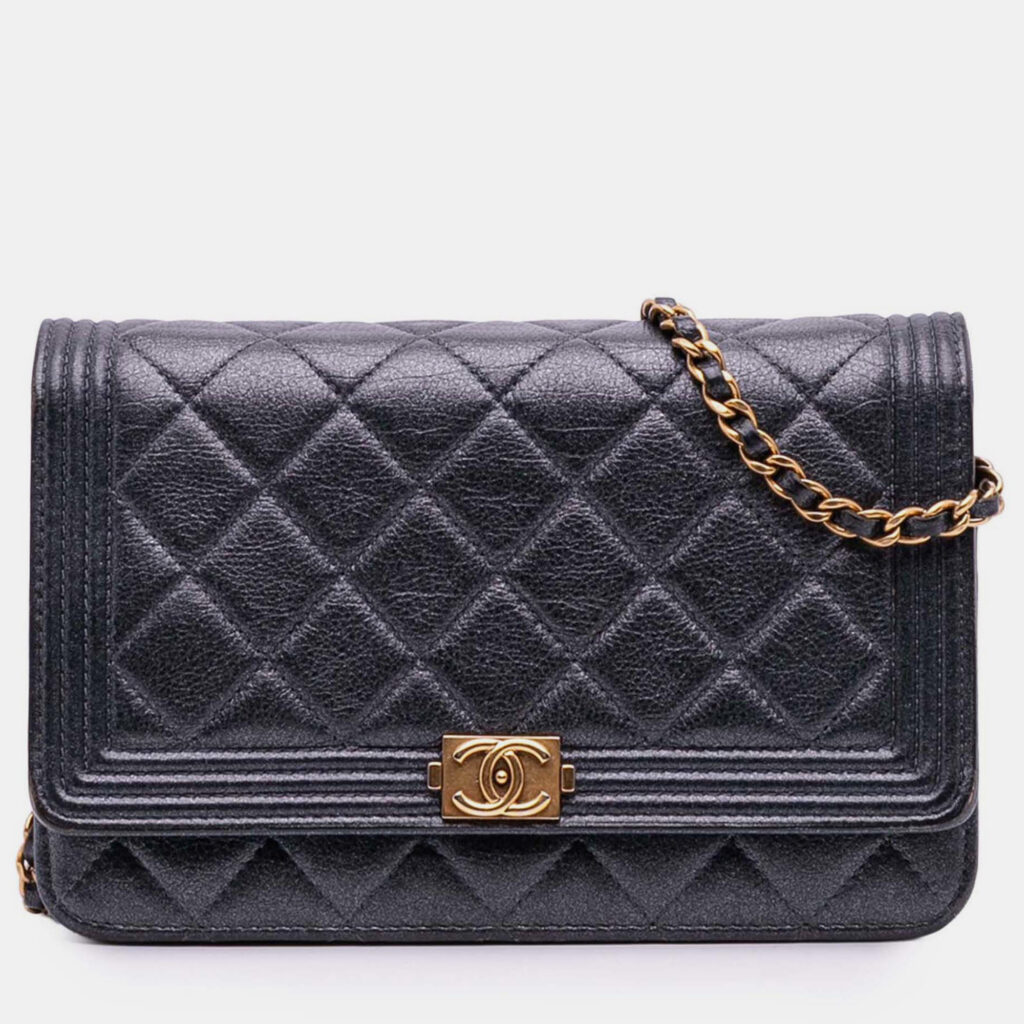 Chanel Black Quilted Lambskin Boy Wallet On Chain Chanel Black Quilted Lambskin Boy Wallet On Chain