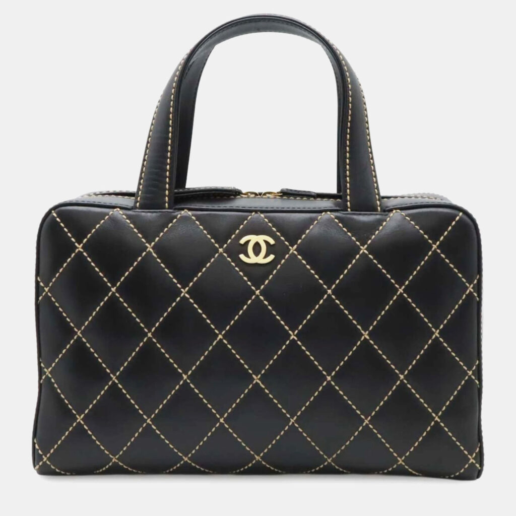 Chanel Wild Stitch Coco Mark Black Leather Handbag Chanel Wild Stitch Coco Mark Black Leather Handbag