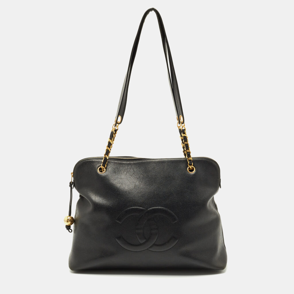 Chanel Black Leather CC Dome Satchel Chanel Black Leather CC Dome Satchel