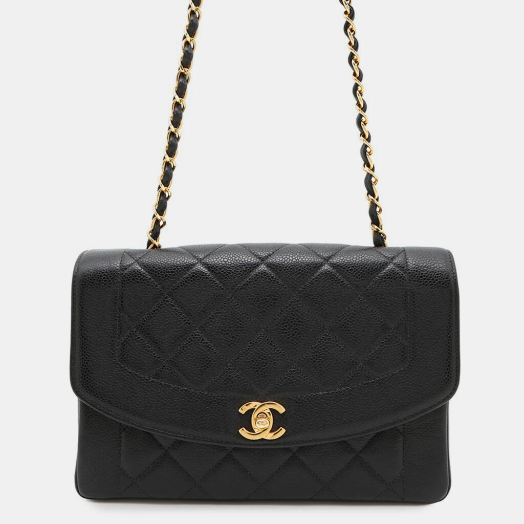 Chanel Diana Black Caviar Leather 25 Chain Shoulder Bag Chanel Diana Black Caviar Leather 25 Chain Shoulder Bag