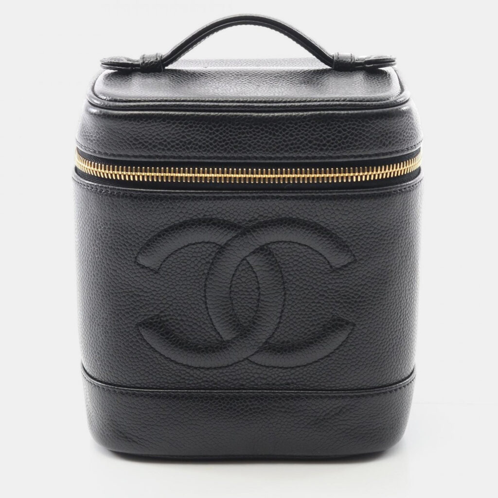 Chanel Cc Logo Vanity Handbag Calfskin Black Ghw Coco Chanel Cc Logo Vanity Handbag Calfskin Black Ghw Coco