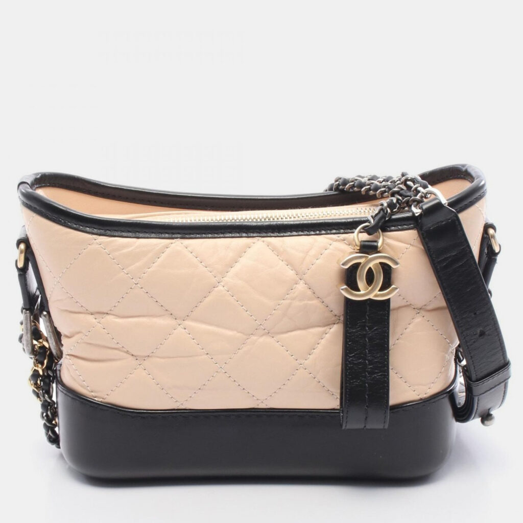 Chanel Gabriel De Chanel Small Beige/Black Hobo Chain Shoulder Bag Chanel Gabriel De Chanel Small Beige/Black Hobo Chain Shoulder Bag