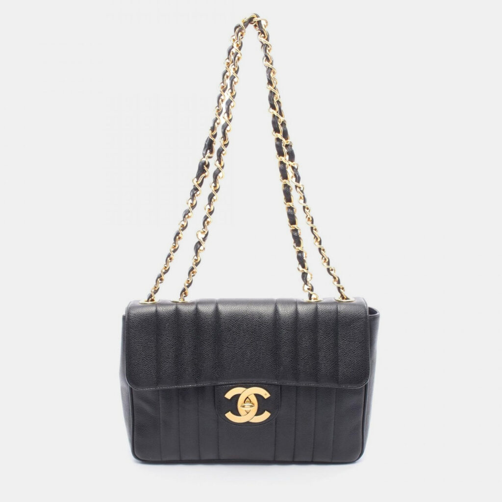 Chanel Mademoiselle Jumbo CC Calfskin Black Chain Shoulder Bag Chanel Mademoiselle Jumbo CC Calfskin Black Chain Shoulder Bag