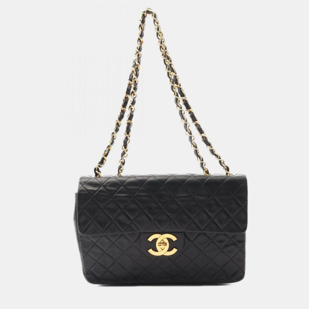 Chanel Jumbo Matelasse 34 Chain Shoulder Bag Lambskin Black Chanel Jumbo Matelasse 34 Chain Shoulder Bag Lambskin Black