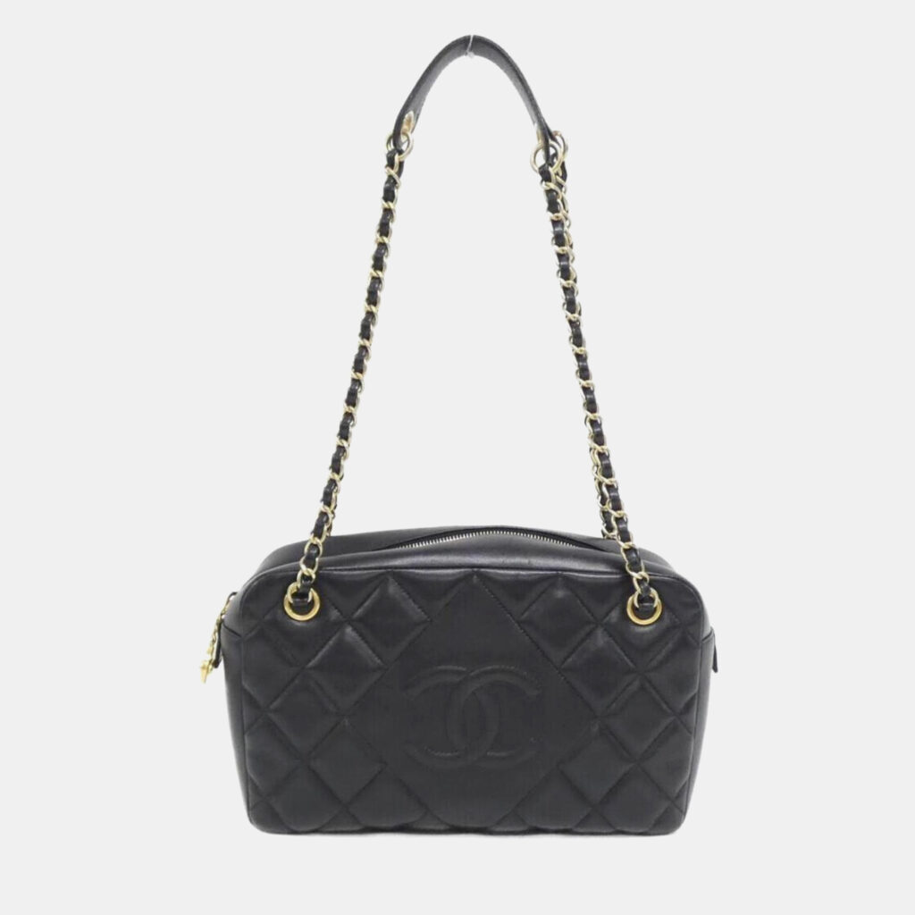 Chanel Black Leather CC Line Shoulder Bag Chanel Black Leather CC Line Shoulder Bag