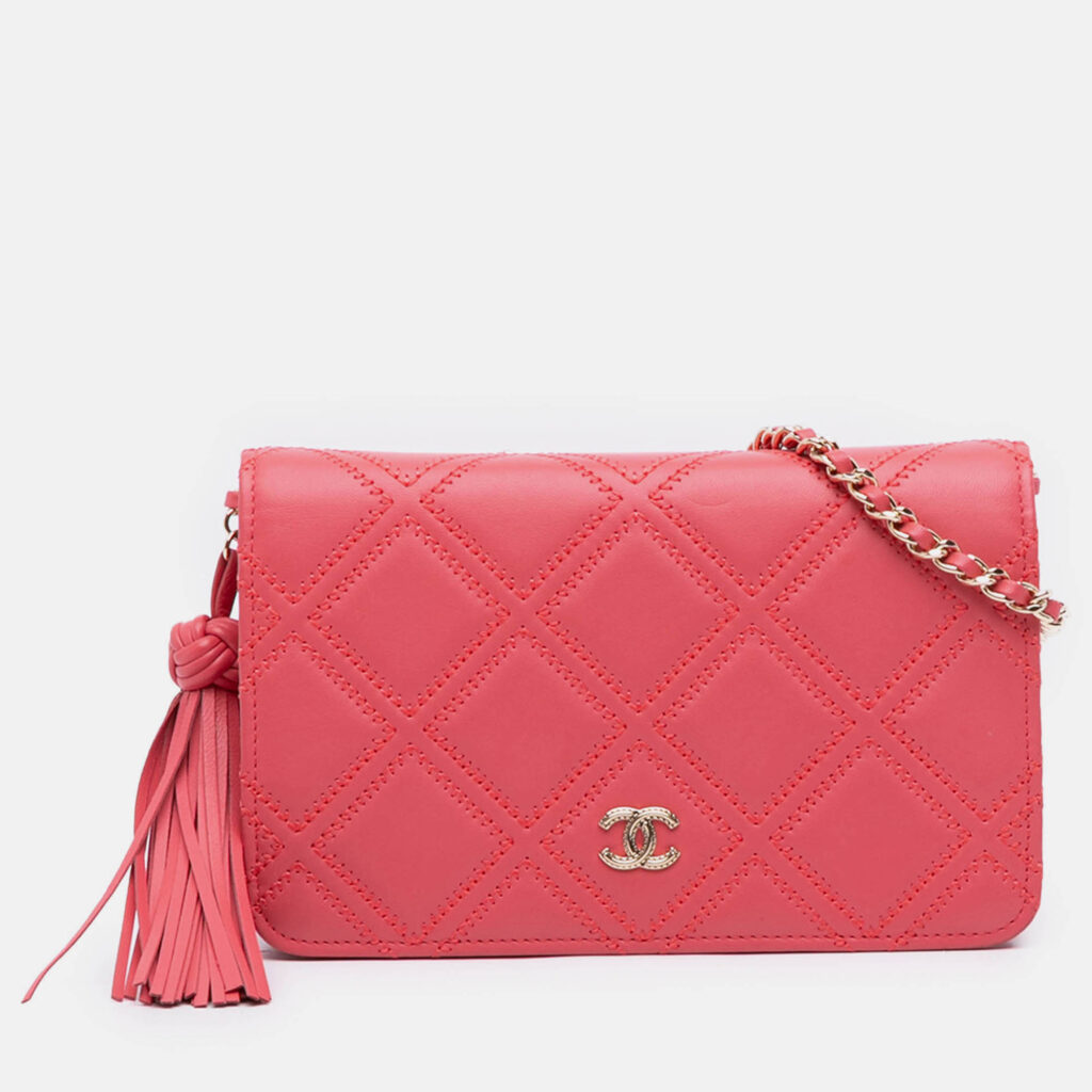 Chanel Quilted Lambskin Double Stitch Tassel Wallet On Chain Chanel Quilted Lambskin Double Stitch Tassel Wallet On Chain