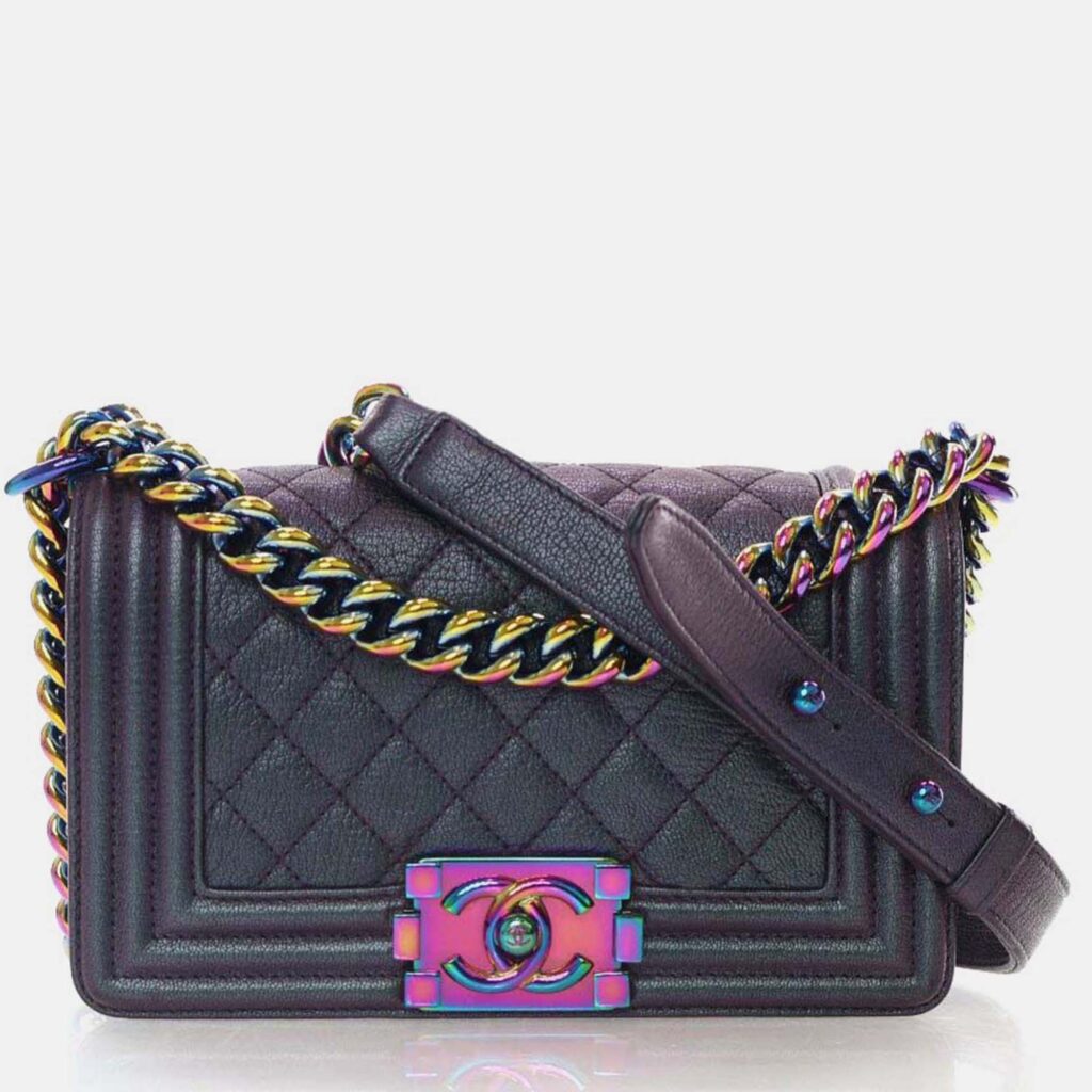 Chanel Boy Small Mermaid Purple Iridescent Goatskin Shoulder Bag Chanel Boy Small Mermaid Purple Iridescent Goatskin Shoulder Bag