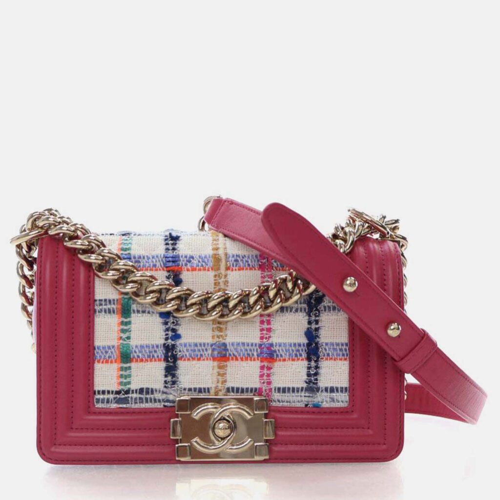 Chanel Boy Small Multicolour Tweed Shoulder Bag Chanel Boy Small Multicolour Tweed Shoulder Bag