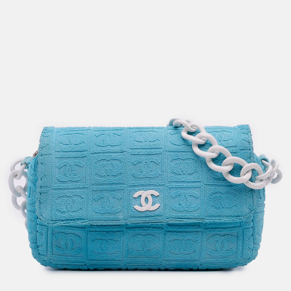 Chanel Blue Terry Cloth Sport Line Flap Chanel Blue Terry Cloth Sport Line Flap