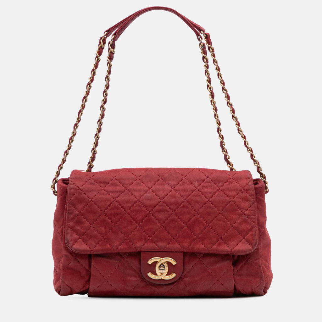 Chanel Red Large Aged Calfskin Chic Quilt Flap