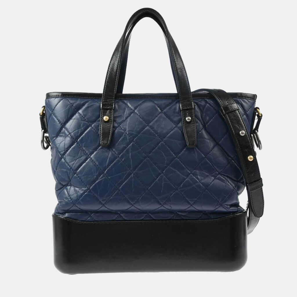 Chanel Gabrielle Blue Black Calfskin Tote Bag Chanel Gabrielle Blue Black Calfskin Tote Bag