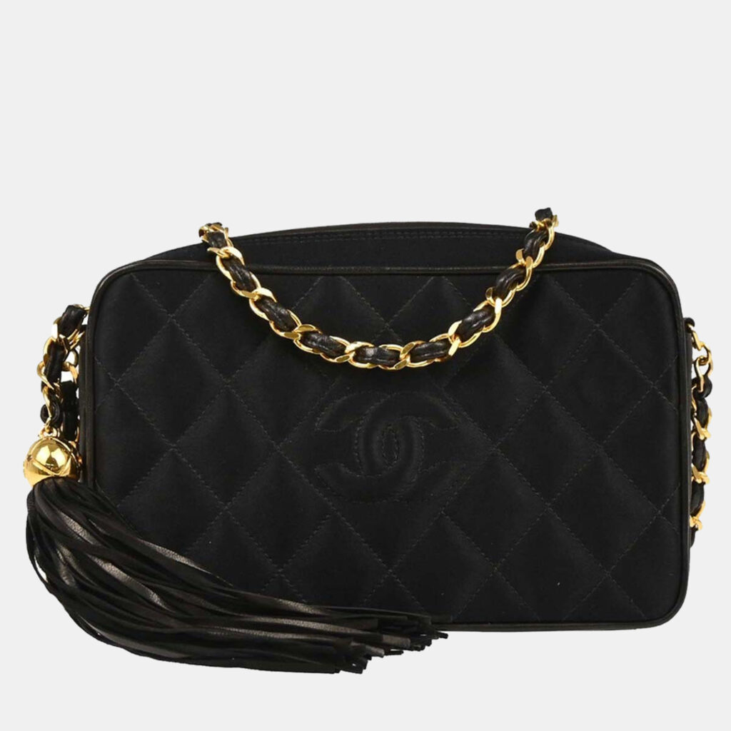 Chanel CC Tassel Black Satin Camera Bag