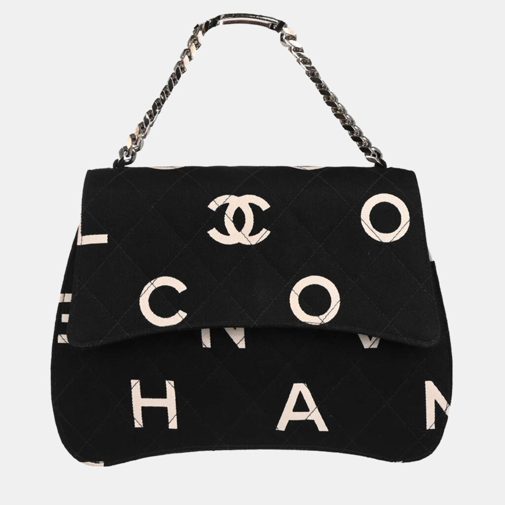 Chanel Black Canvas Chain Handbag Chanel Black Canvas Chain Handbag
