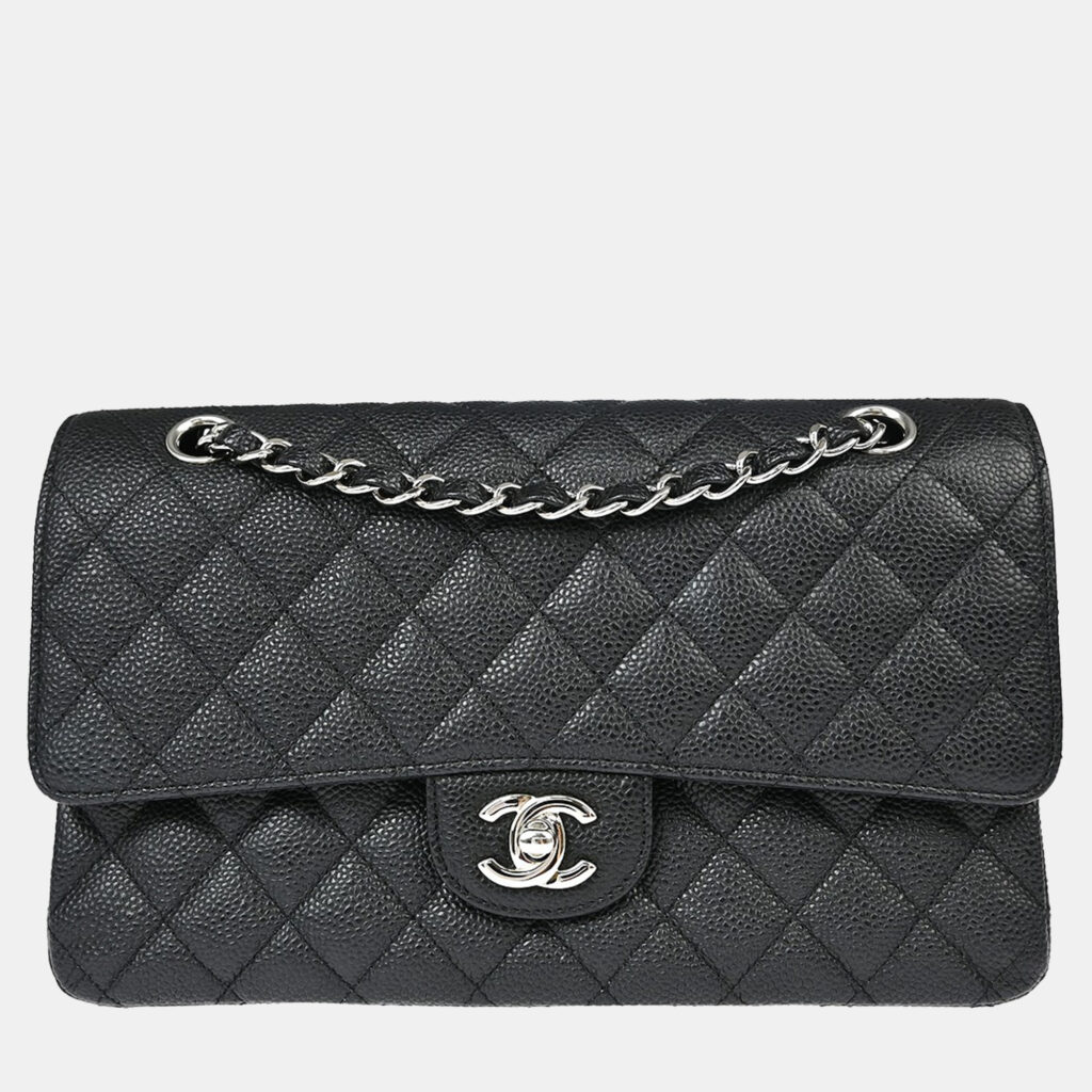 Chanel Classic Double Flap Medium Black Caviar Leather Shoulder Bag Chanel Classic Double Flap Medium Black Caviar Leather Shoulder Bag