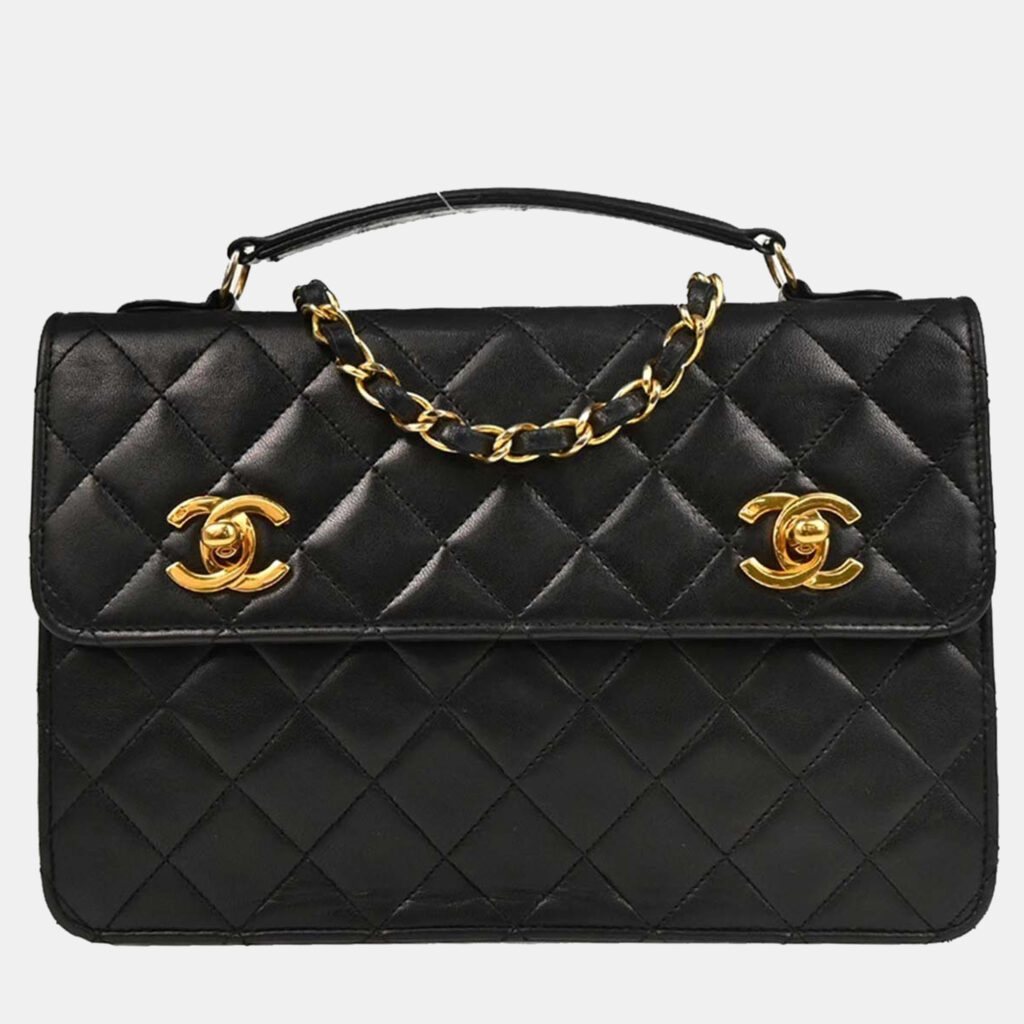 Chanel CC Black Lambskin Shoulder Bag
