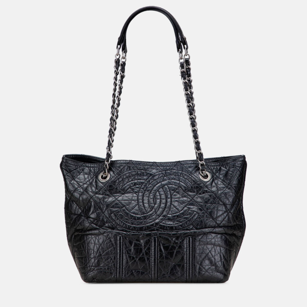 Chanel Black Distressed Calfskin Shopping In Moscow Tote Chanel Black Distressed Calfskin Shopping In Moscow Tote