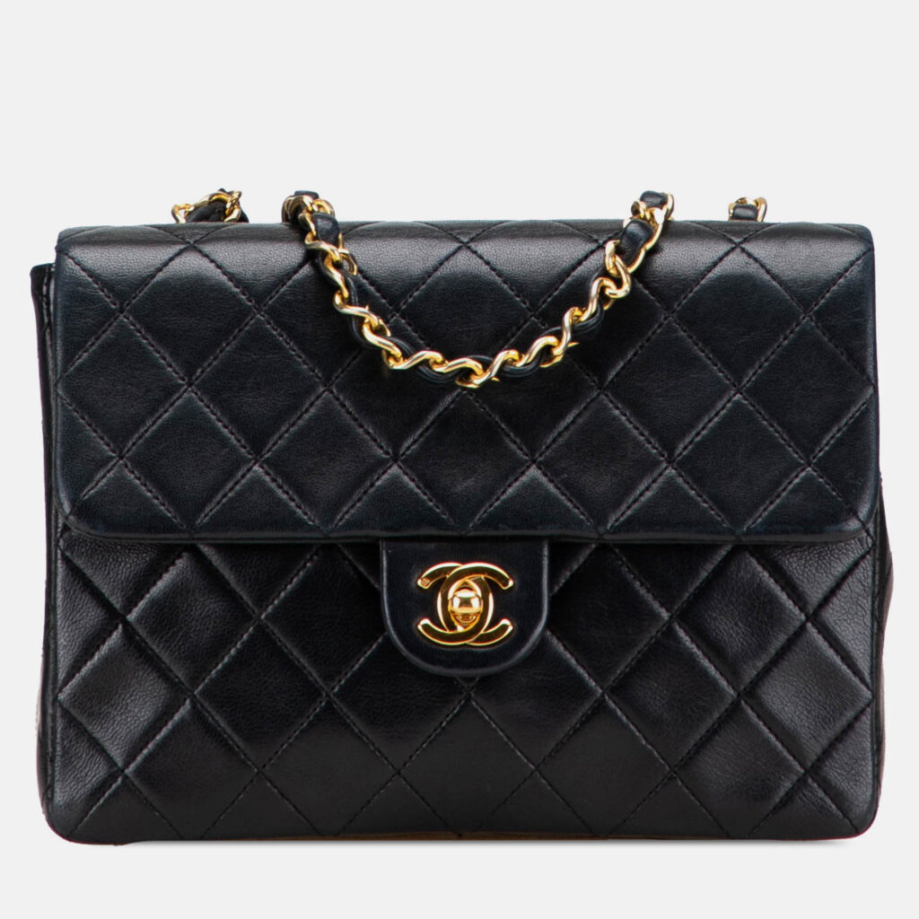 Chanel Black Mini Square Quilted Lambskin Single Flap Chanel Black Mini Square Quilted Lambskin Single Flap