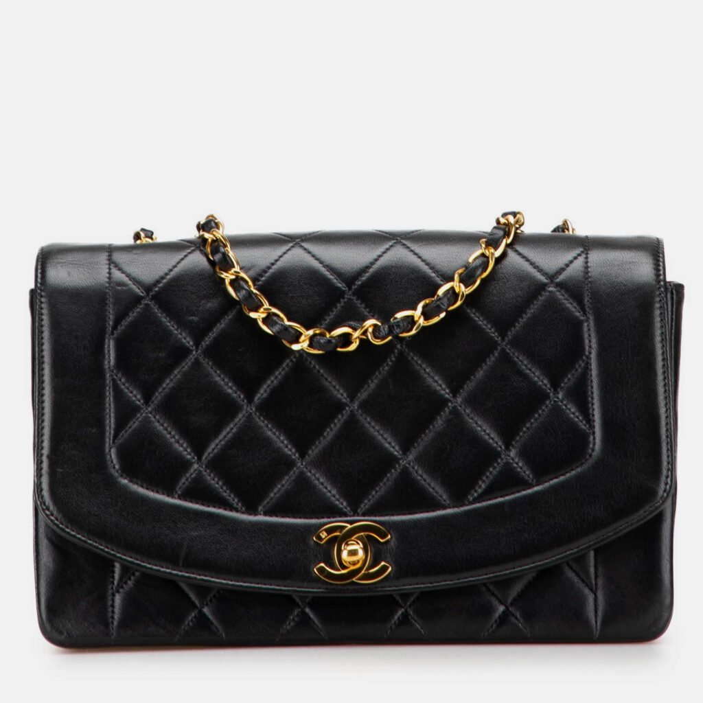 Chanel Black Medium Lambskin Diana Flap