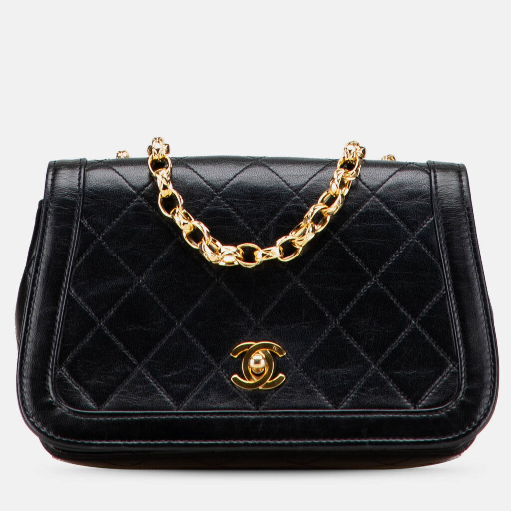 Chanel Black CC Quilted Lambskin Bijoux Chain Curved Full Flap Chanel Black CC Quilted Lambskin Bijoux Chain Curved Full Flap