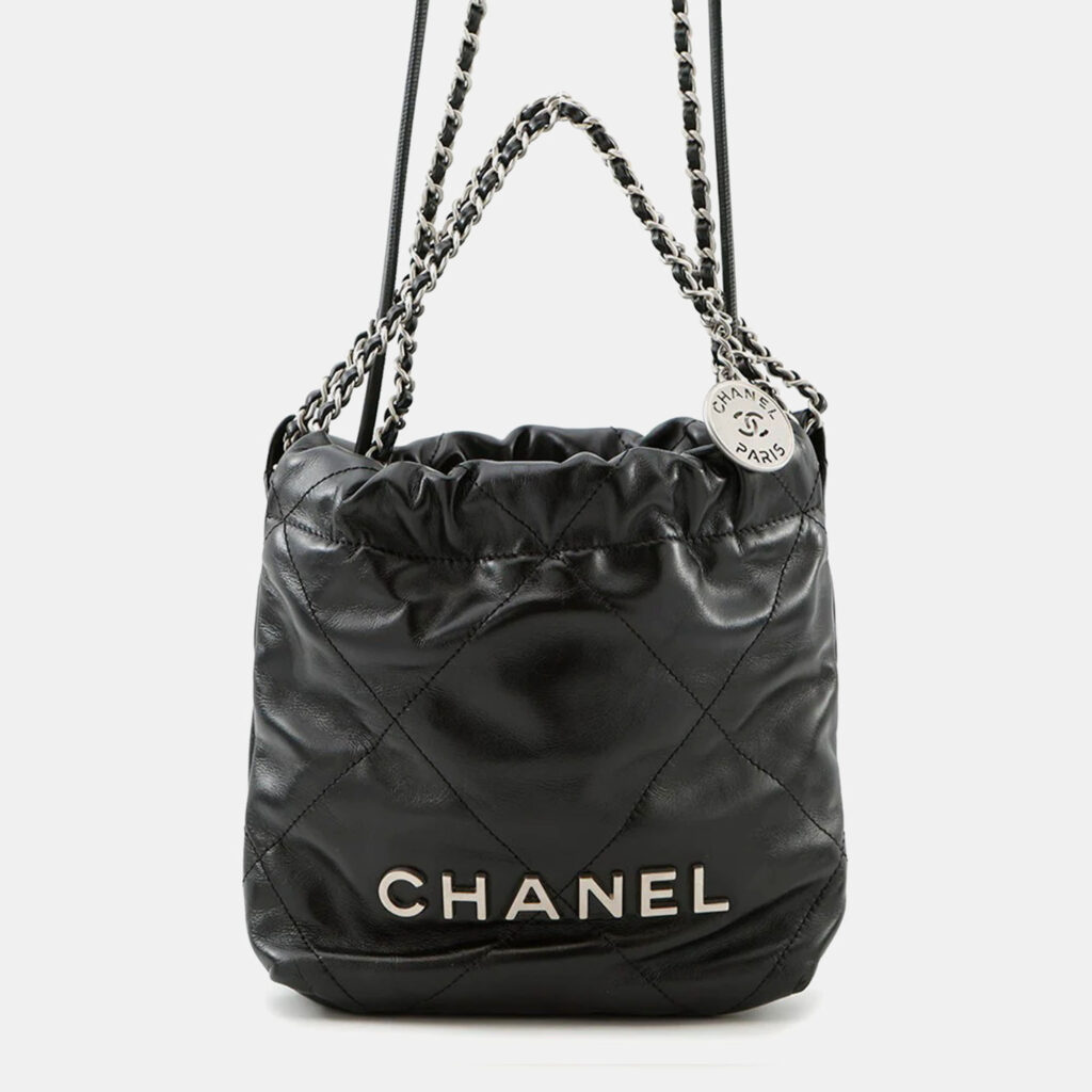 Chanel 22 Mini Black Shiny Calfskin Chain Shoulder Bag Chanel 22 Mini Black Shiny Calfskin Chain Shoulder Bag