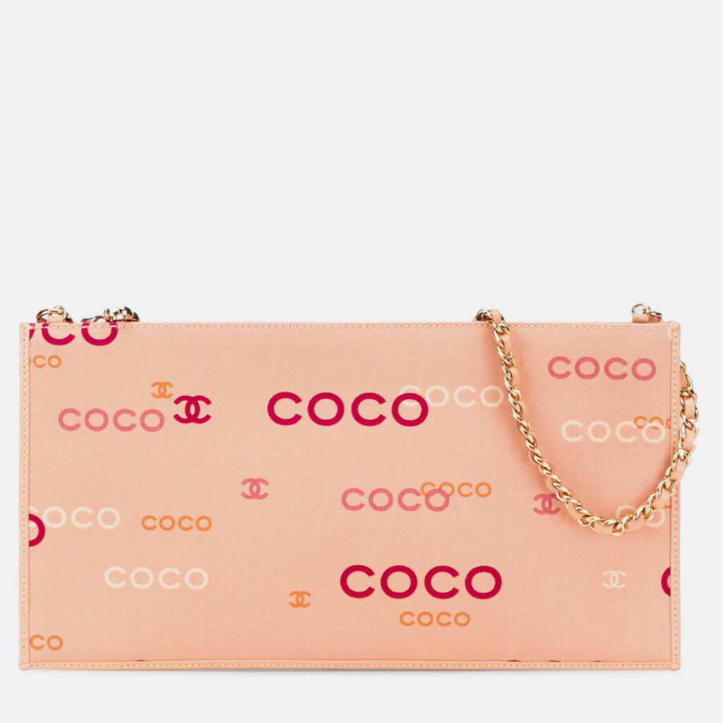 Chanel Pink Canvas Coco Chain Pochette Chanel Pink Canvas Coco Chain Pochette