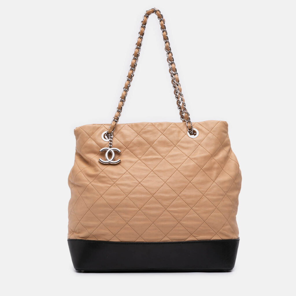 Chanel Brown Large Quilted Iridescent Calfskin VIP Tote Chanel Brown Large Quilted Iridescent Calfskin VIP Tote