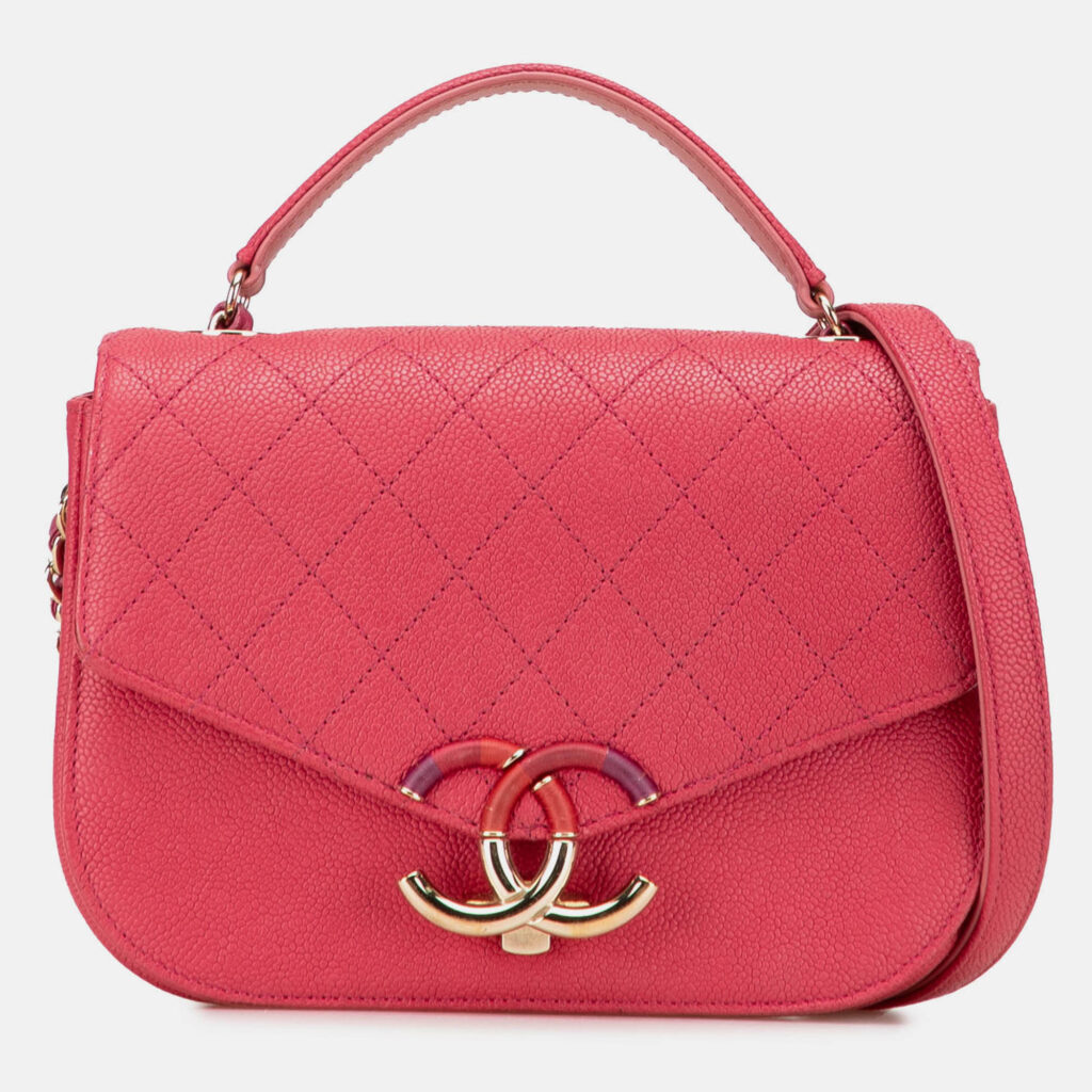 Chanel Pink Small Caviar Paris Cuba Thread Around Flap Chanel Pink Small Caviar Paris Cuba Thread Around Flap