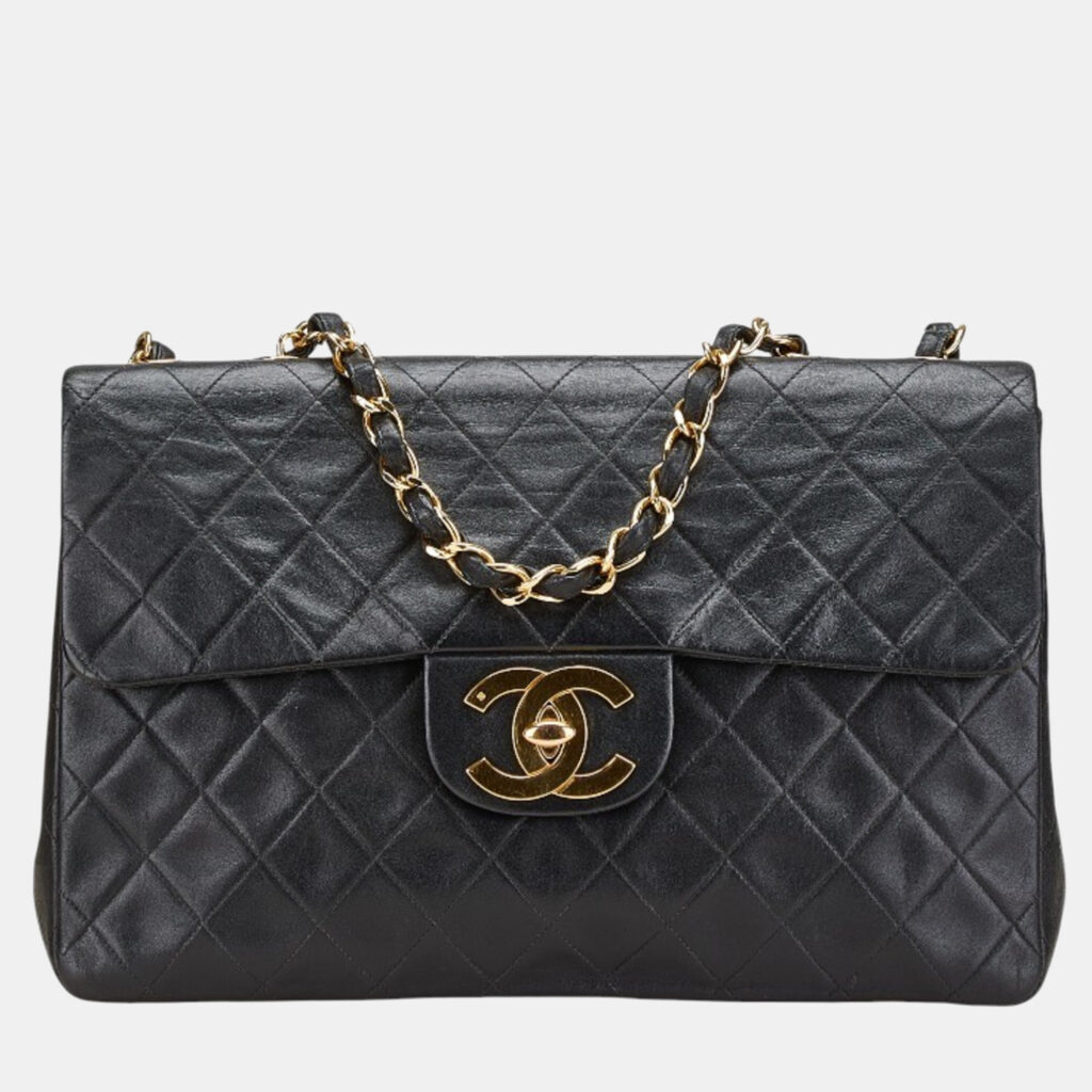 Chanel Coco Mark Deca Matelasse 34 Black Leather Chain Shoulder Bag Chanel Coco Mark Deca Matelasse 34 Black Leather Chain Shoulder Bag