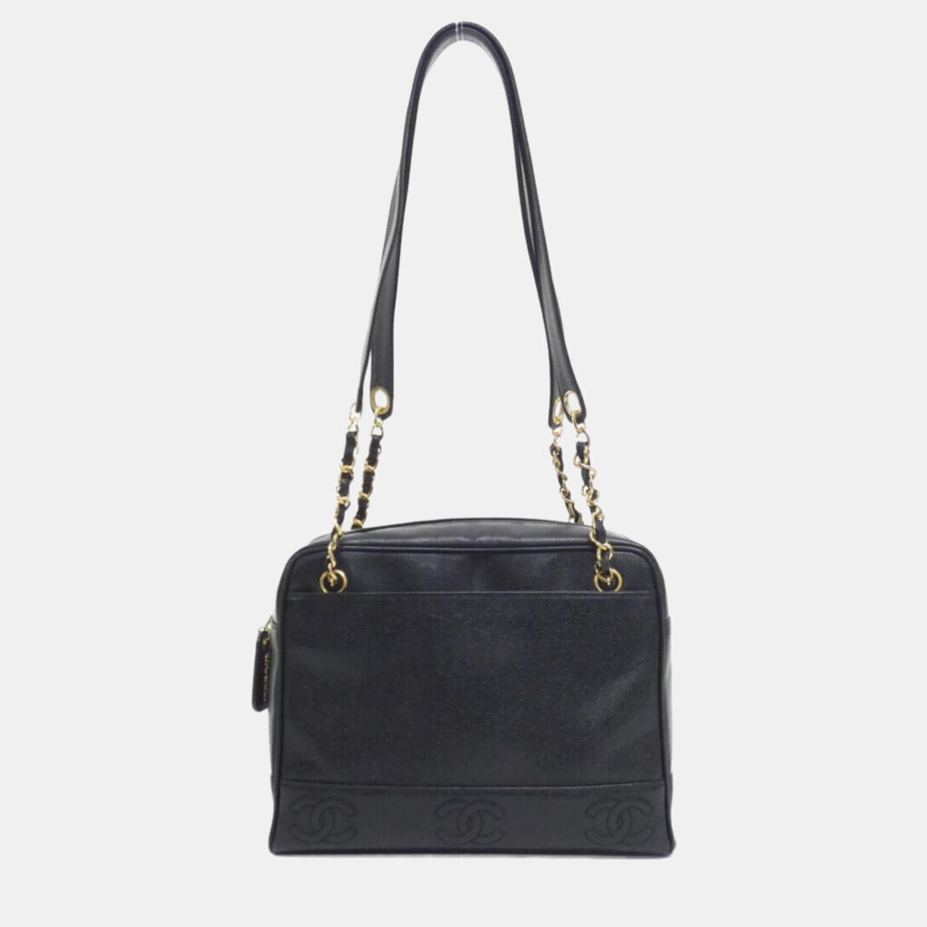 Chanel Black Grained Leather Shoulder Bag GHW Chanel Black Grained Leather Shoulder Bag GHW
