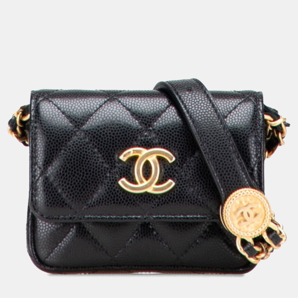 Chanel Mini Matelasse Coco Mark In Black Caviar Skin Waist Bag Chanel Mini Matelasse Coco Mark In Black Caviar Skin Waist Bag