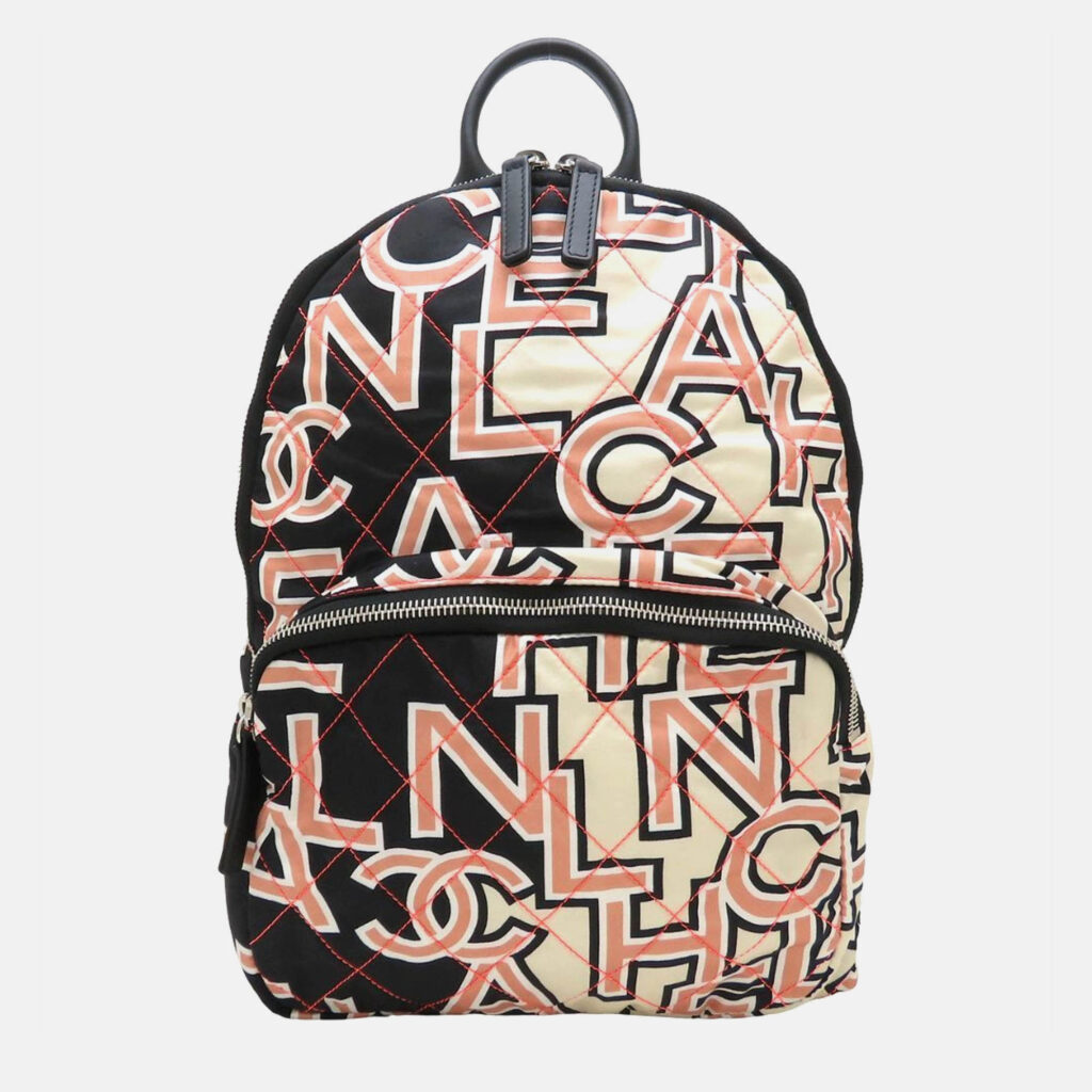 Chanel Matelasse Neon Backpack In Nylon And Leather Ivory Black Pink Chanel Matelasse Neon Backpack In Nylon And Leather Ivory Black Pink