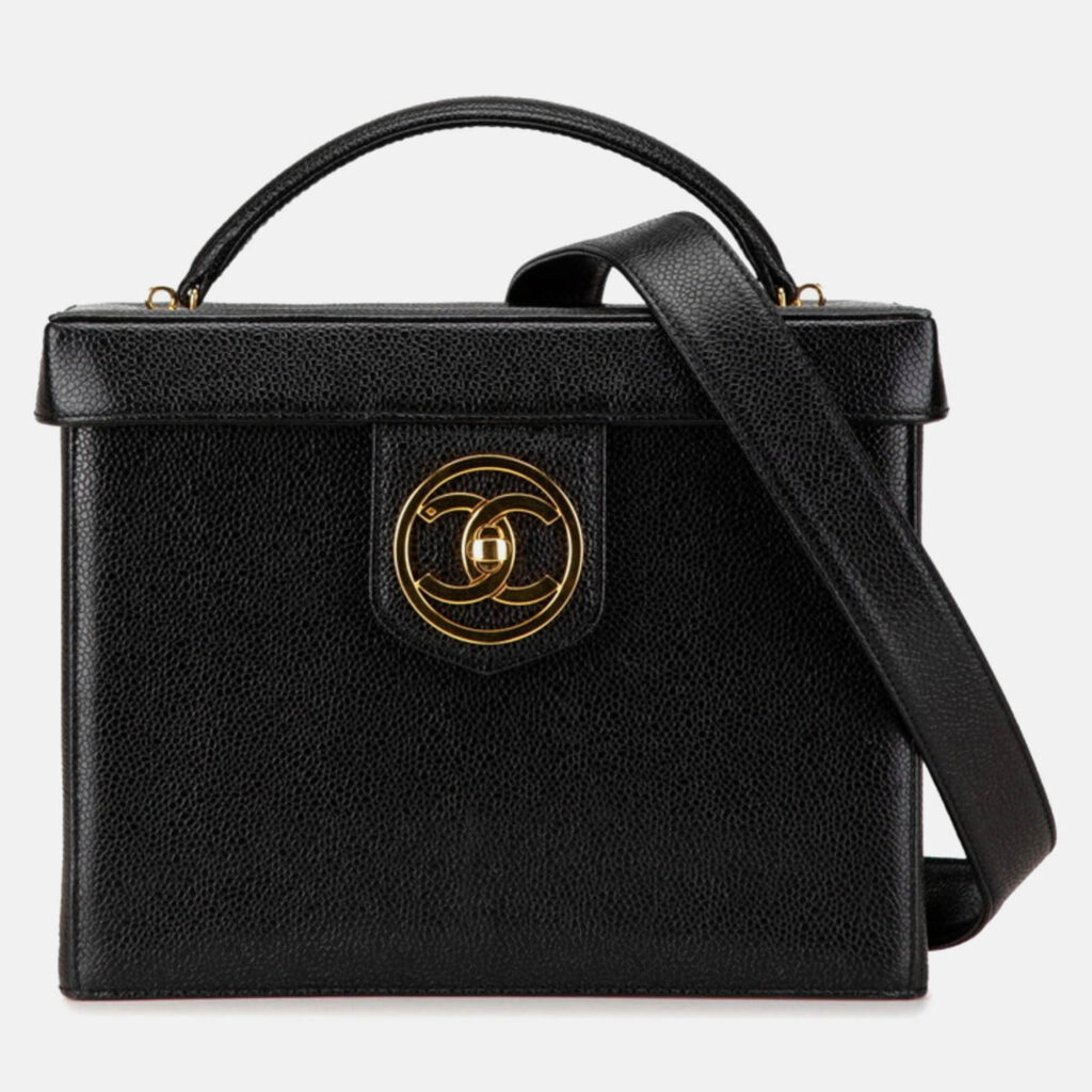 Chanel Coco Mark Vanity Bag Shoulder 2-Way Black Caviar Skin Chanel Coco Mark Vanity Bag Shoulder 2-Way Black Caviar Skin