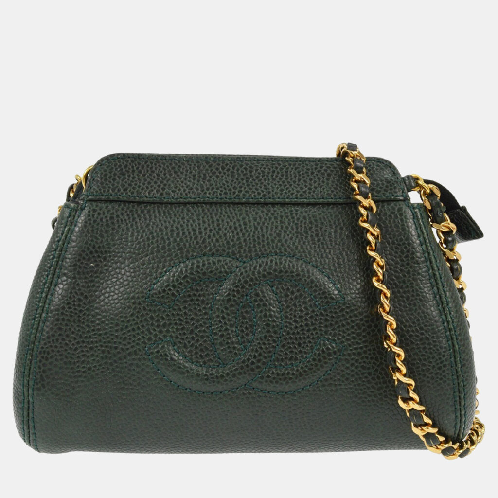 Chanel Green Calfskin Chain Shoulder Bag Chanel Green Calfskin Chain Shoulder Bag