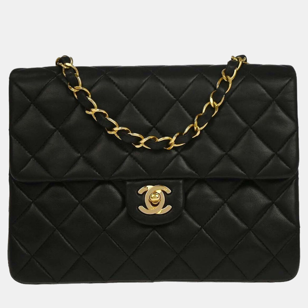 Chanel Black Lambskin Classic Square Flap Shoulder Bag Chanel Black Lambskin Classic Square Flap Shoulder Bag