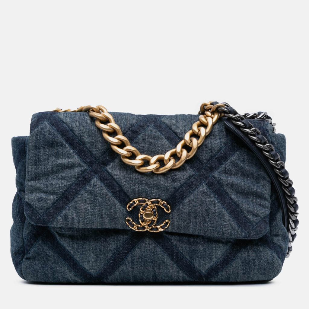 Chanel Blue Large Denim 19 Flap