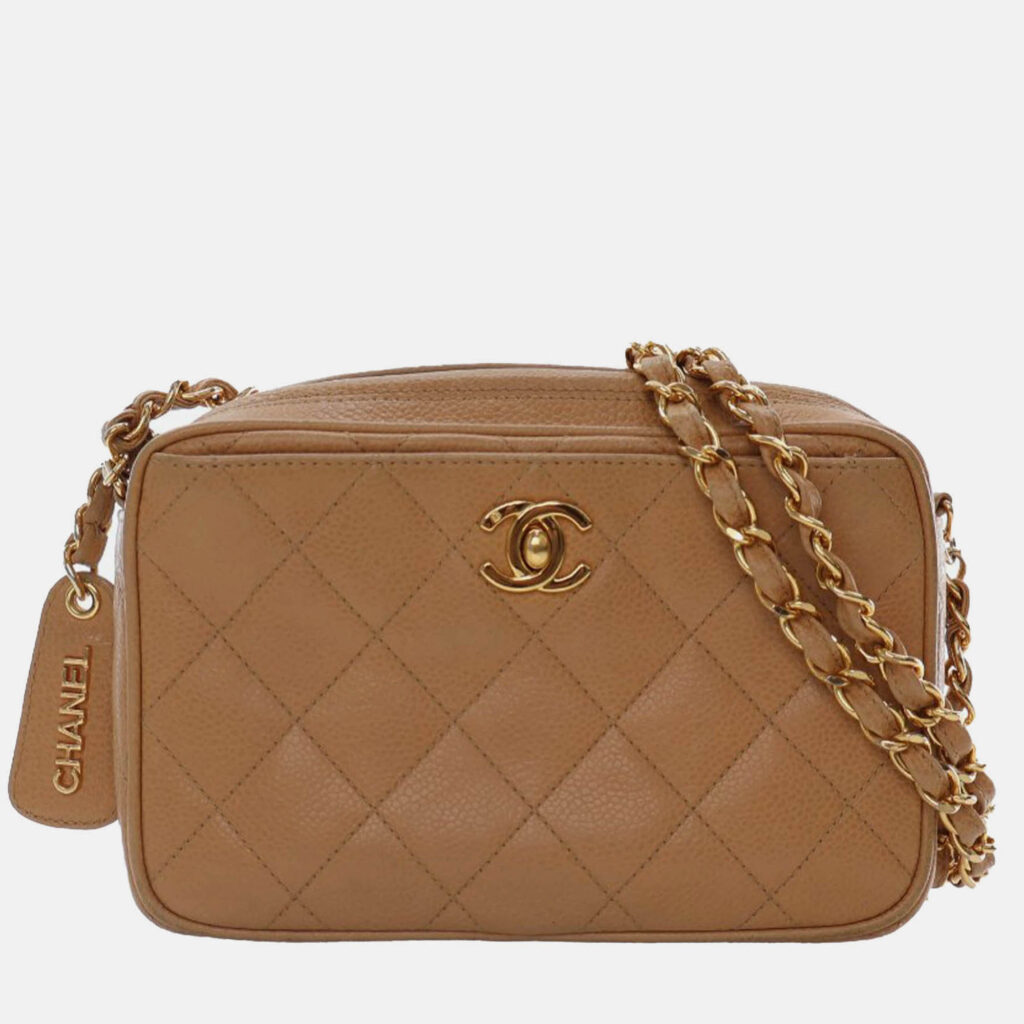 Chanel Brown CC Quilted Caviar Camera Bag Chanel Brown CC Quilted Caviar Camera Bag