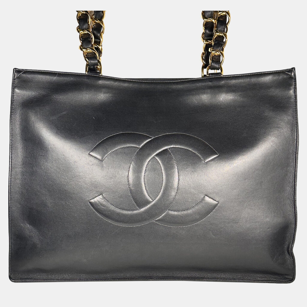 Chanel Vintage Leather CC Quilted Tote Chanel Vintage Leather CC Quilted Tote